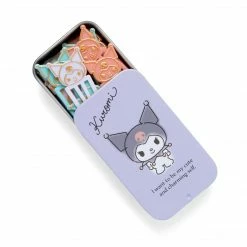 Japan Original Kuromi Paperclips With Storage Tin (Smokey Colors Series) Characters