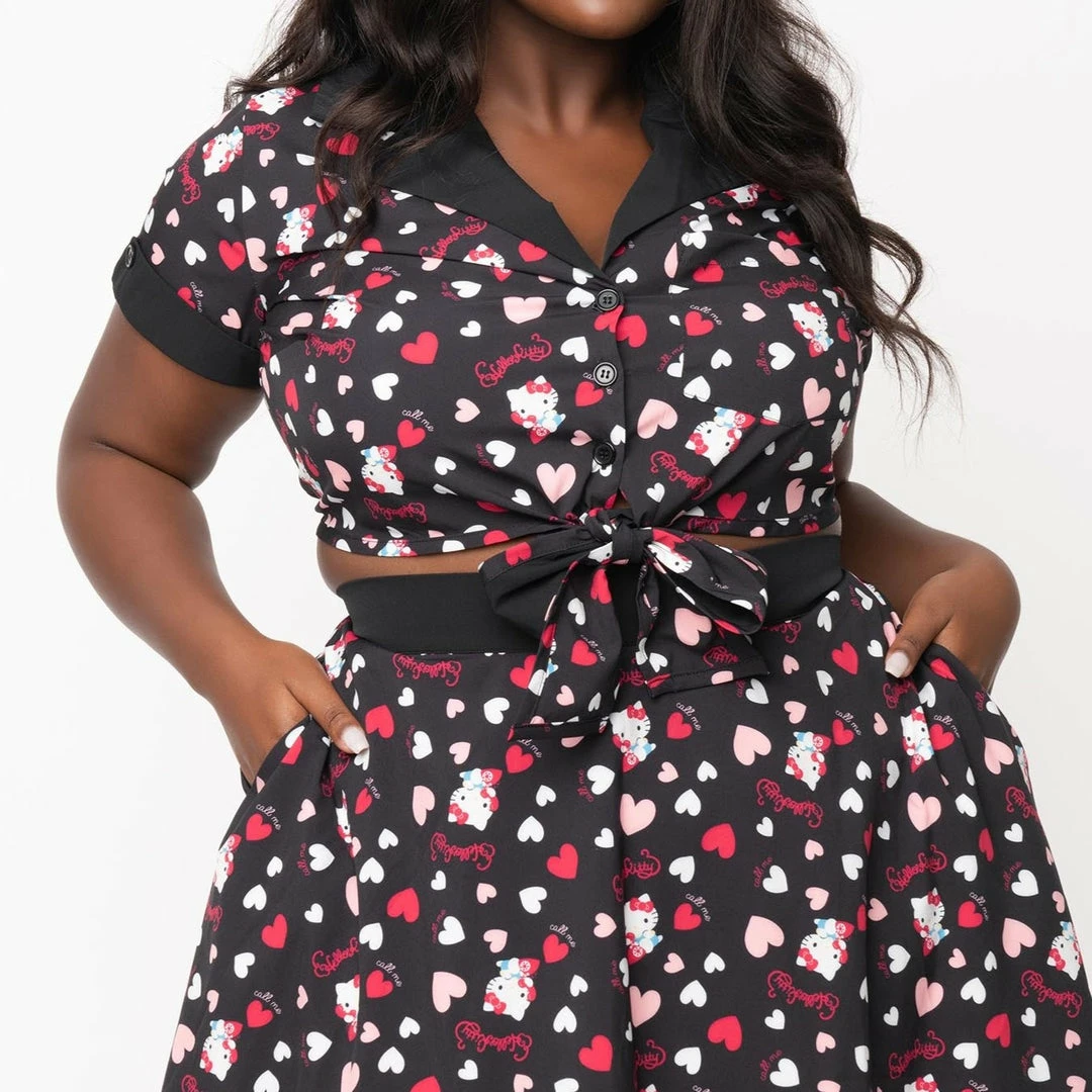 Budget π Hello Kitty X Unique Vintage Plus Size Crop Top Characters π€© 3 Hello Kitty X Unique Vintage Plus Size Crop Top Characters