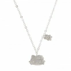 Global License Hello Kitty Silver Embossed Charm Necklace