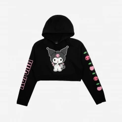 BIOWORLD Kuromi X Dumbgood Cherries Crop Hoodie