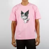 BIOWORLD Kuromi X Dumbgood Glitter Print Pink Tee