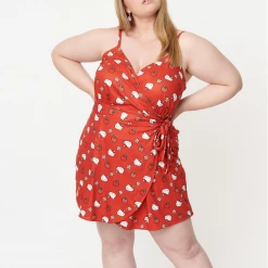 Hello Kitty X Unique Vintage Plus Size Apple Wrap-Front Romper