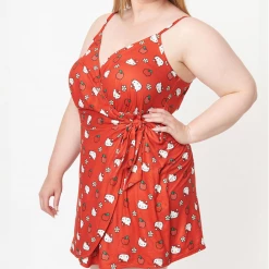 Hello Kitty X Unique Vintage Plus Size Apple Wrap-Front Romper
